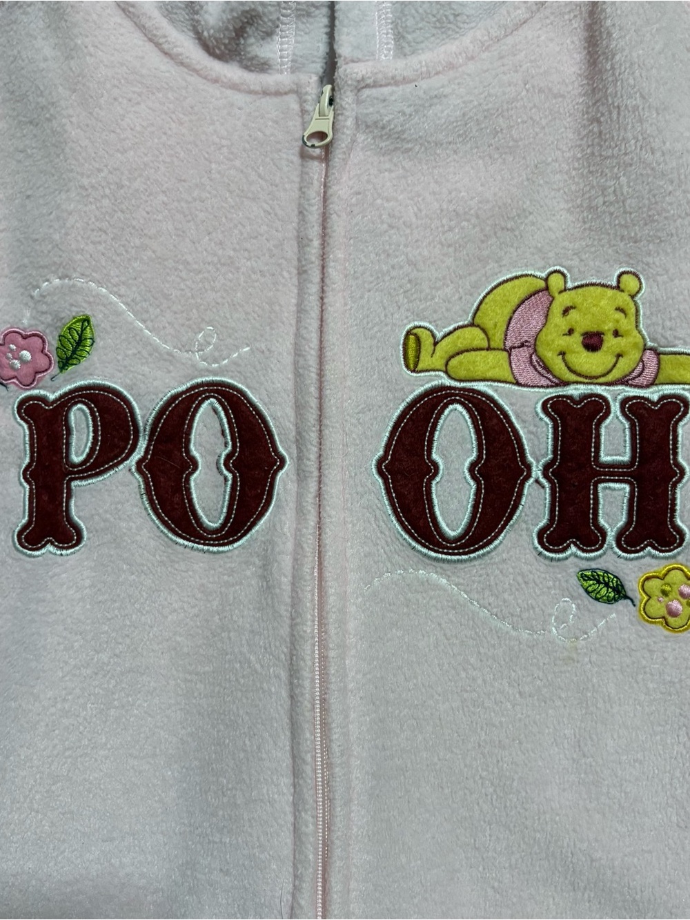 Vintage Y2K 2000s Disney Winnie the Pooh Fleece Full Zip Hoodie Pink XL - Picture 3 of 8